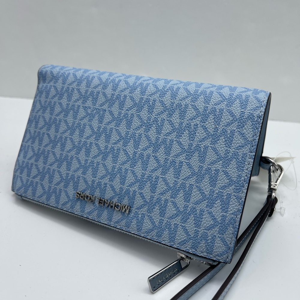 MICHAEL KORS JST Lg Double Zip Signature Logo Wristlet Wallet 
Pale Ocean 
NWT - Picture 8 of 16